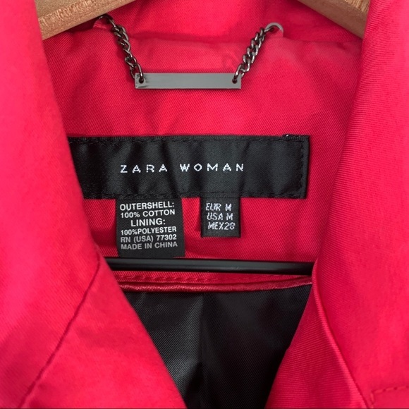 Zara Woman Cranberry Double Breasted Trench Coat - Picture 6 of 14